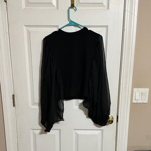 HYFVE Black Sheer Sleeve Blouse